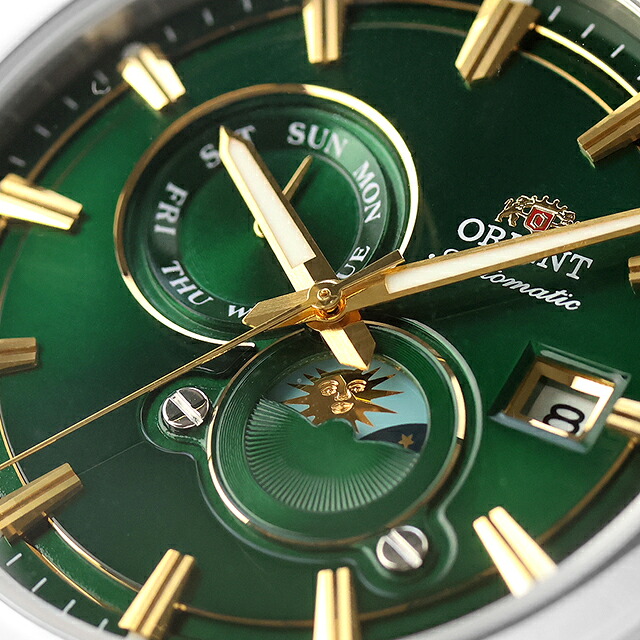 オリエント コンテンポラリー オリエント ストレット サンアンドムーン 自動巻き 腕時計 ブランド メンズ ORIENT CONTEMPORARY RN-AK0314E アナログ グリーン おしゃれ 防水 プレゼント 男性 実用的