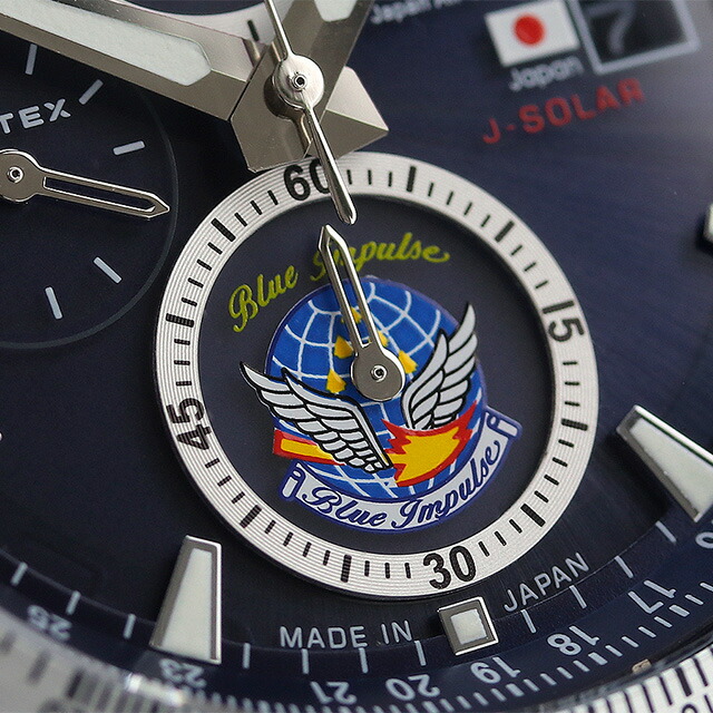 ケンテックス 腕時計 ブルーインパルス ソーラープロ 43mm クロノグラフ ソーラー メンズ S802M-03 Kentex ダークブルー シルバー ブランド おしゃれ 防水 プレゼント 男性 実用的