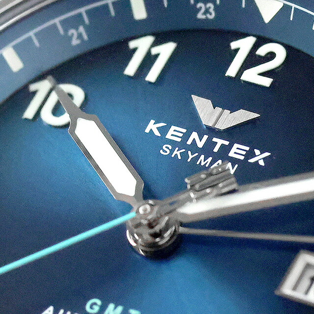 ケンテックス スカイマンGMT 自動巻き 腕時計 ブランド メンズ Kentex S809M-01 ホライゾンブルー 日本製 おしゃれ 防水 プレゼント 男性 実用的