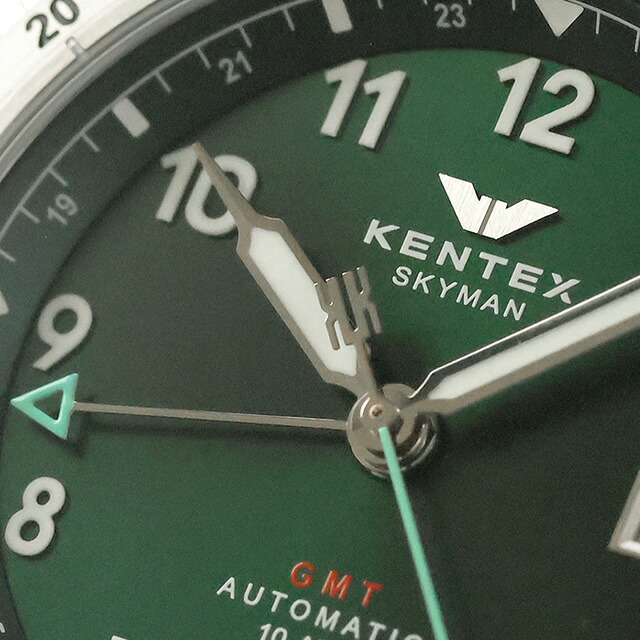 ケンテックス スカイマンGMT 自動巻き 腕時計 ブランド メンズ Kentex S809M-04 グリーン ブラウン 日本製 おしゃれ 防水 プレゼント 男性 実用的