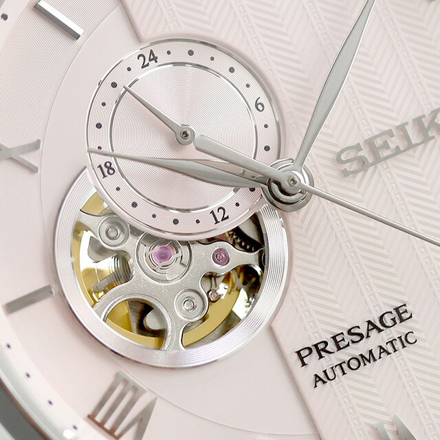 セイコー プレザージュ ジャパニーズガーデン 自動巻き 腕時計 ブランド メンズ オープンハート SEIKO PRESAGE SARY261 ピンク 日本製 高級 おしゃれ 防水 プレゼント 男性 実用的