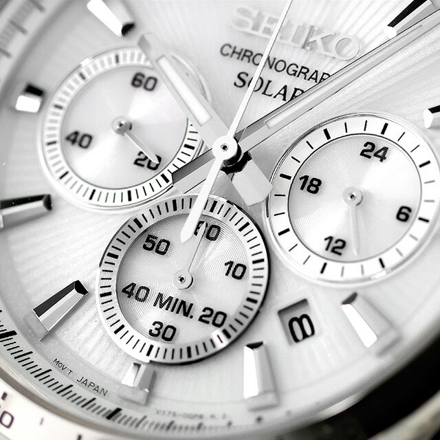 セイコーセレクション Sシリーズ ソーラー 腕時計 ブランド メンズ クロノグラフ SEIKO SELECTION SBPY179 アナログ ホワイト 白 おしゃれ 防水 プレゼント 男性 実用的