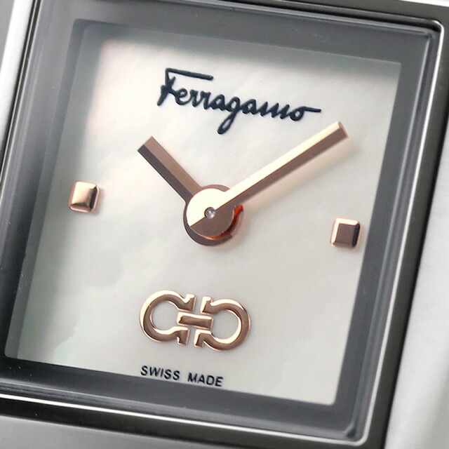 サルヴァトーレ フェラガモ スクエア クオーツ 腕時計 レディース Salvatore Ferragamo SFYC01122 アナログ シェル スイス製 高級 ブランド おしゃれ 防水 軽い 華奢 かわいい プレゼント 女性 実用的