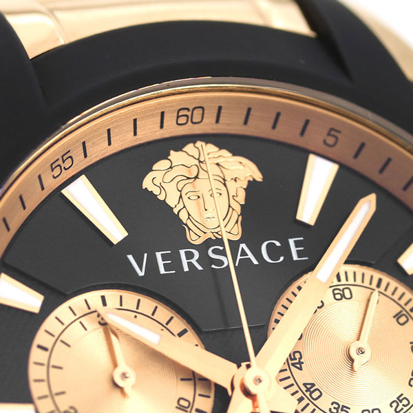ヴェルサーチ 時計 メンズ 腕時計 キャラクター クロノグラフ スイス製 VEM800318 VERSACE ブラック ピンクゴールド 新品 高級 ブランド おしゃれ 防水 プレゼント 男性 実用的