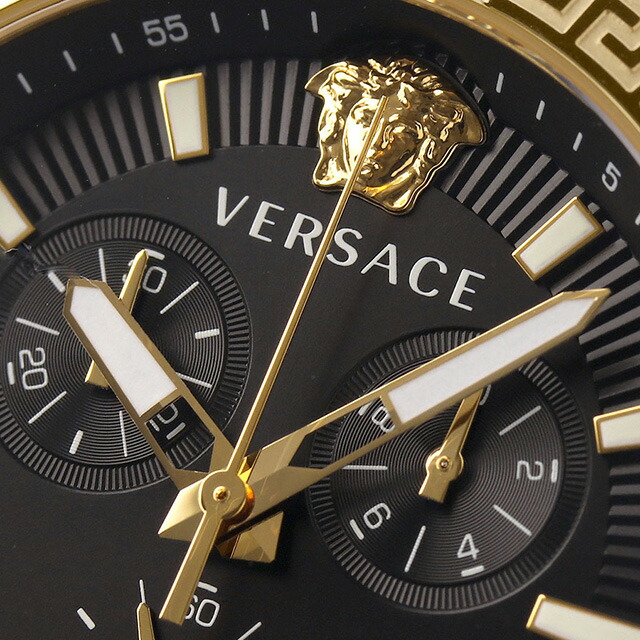 ヴェルサーチ スポーティー グレカ クオーツ 腕時計 メンズ クロノグラフ VERSACE VESO00922 アナログ ブラック ゴールド 黒 スイス製 高級 ブランド おしゃれ 防水 プレゼント 男性 実用的