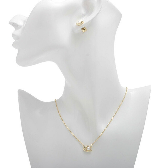 コーチ ネックレス ピアス セット COACH アクセサリー 473741GLD107 レディース Cロゴ ペンダント スタッズピアス ゴールド シンプル かわいい ブランド 誕生日プレゼント