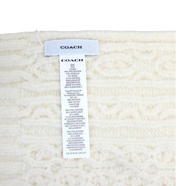 コーチ COACH EMBROIDRED CABLE KNIT MUFFLER マフラー CCL89-CHK ユニセックス マフラー ブランド