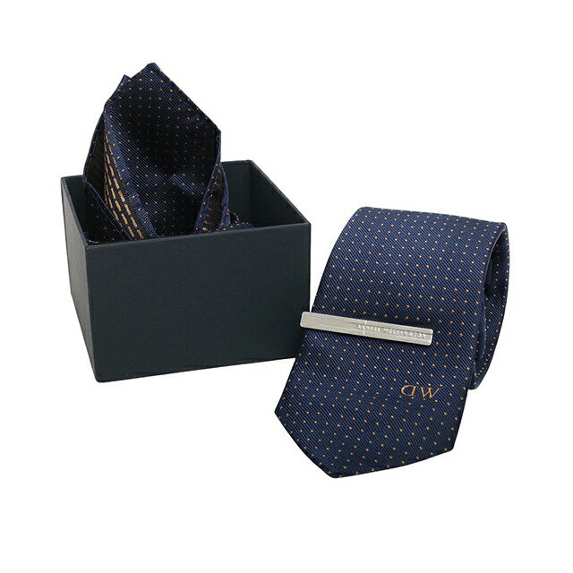 ダニエルウェリントン DANIEL WELLINGTON ネクタイ＆チーフ＆タイバー 3点セット DW02800013 メンズ ネクタイ ブランド