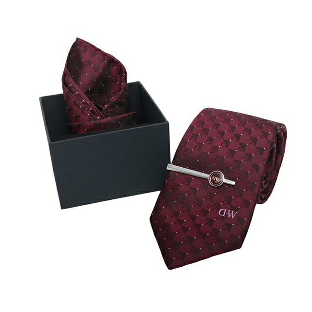 ダニエルウェリントン DANIEL WELLINGTON ネクタイ＆チーフ＆タイバー 3点セット DW02800019 メンズ ネクタイ ブランド
