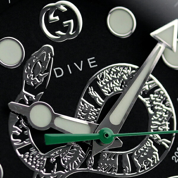 グッチ ダイヴ 45mm スネーク 蛇 腕時計 メンズ YA136218 GUCCI ブラック 高級 ブランド おしゃれ 防水 プレゼント 男性 実用的