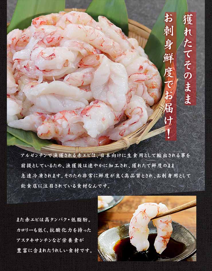 訳あり 赤エビ むき身 1kg 高鮮度 お刺身OK サイズ不揃い [赤エビ剥き身1kg]