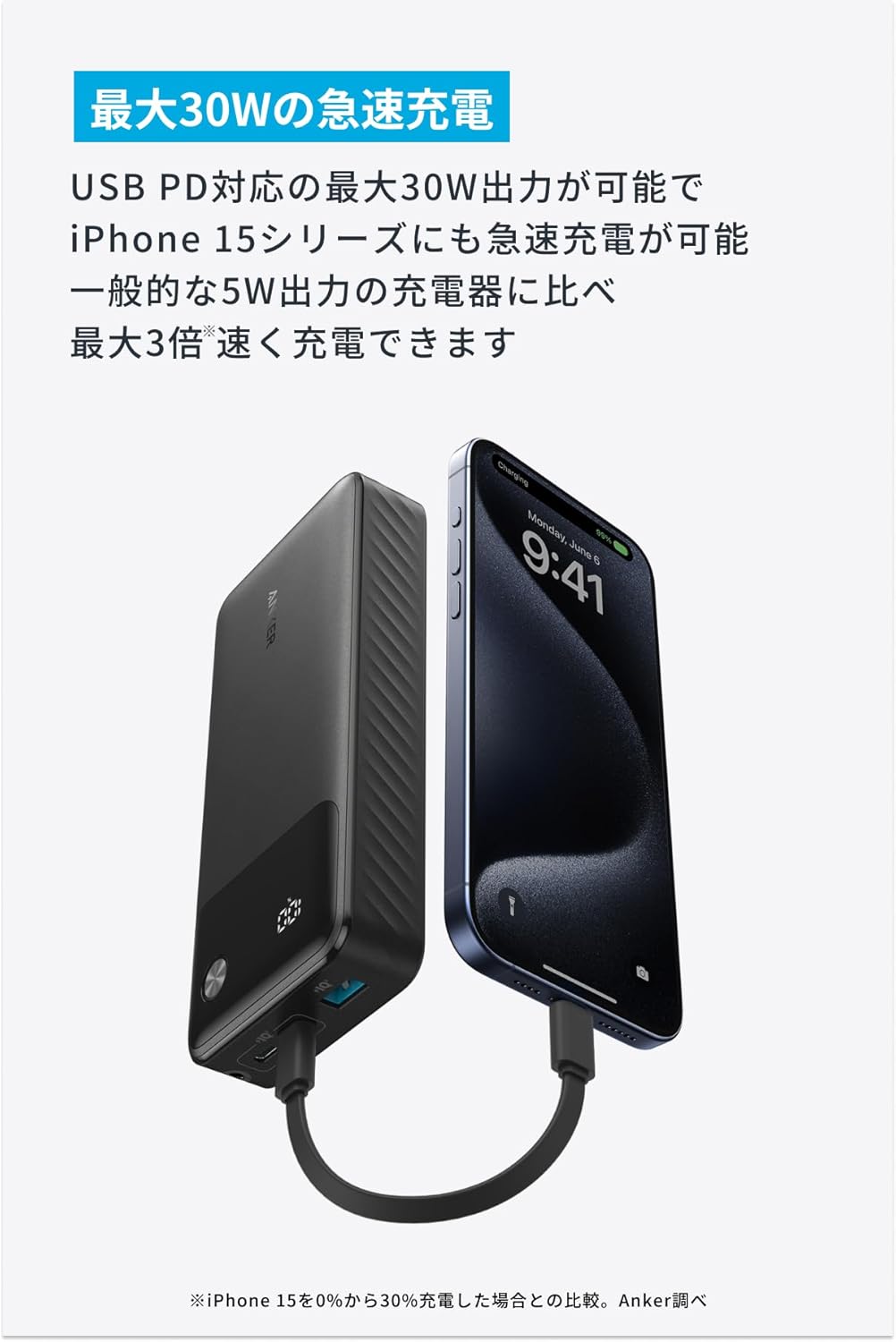 Anker Power Bank (20000mAh, 30W) ブラック