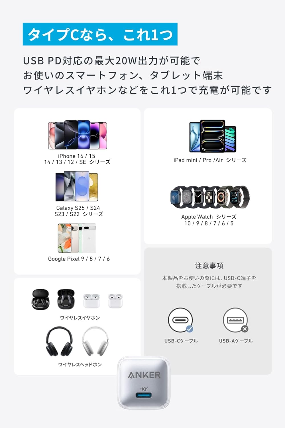 Anker Nano Charger (20W) ホワイト