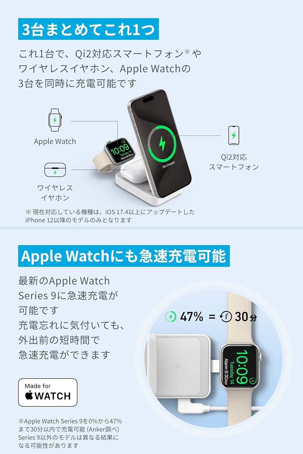 Anker MagGo Wireless Charging Station (Foldable 3-in-1) ホワイト