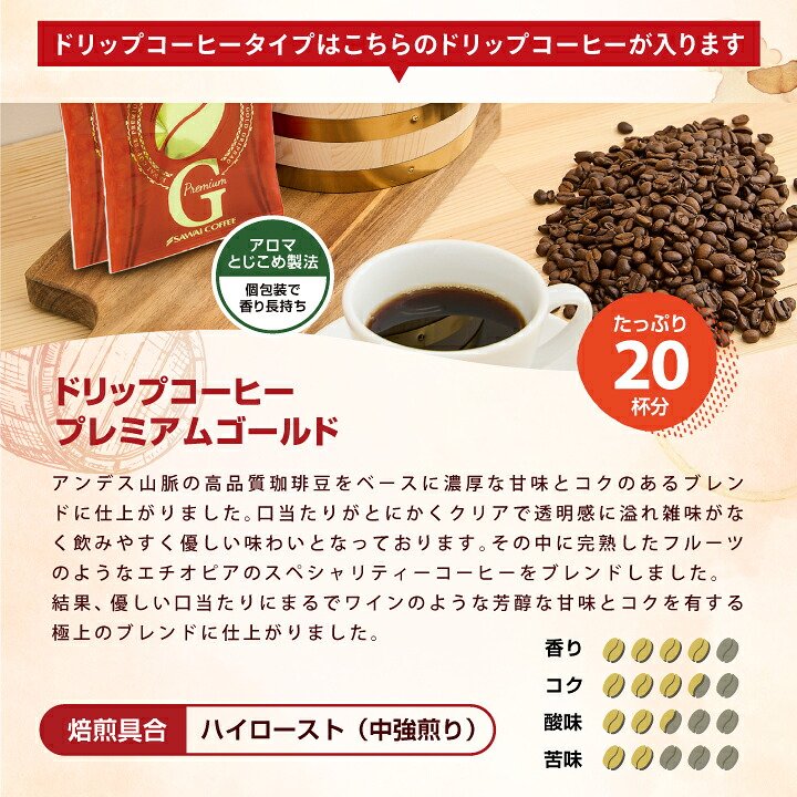 澤井珈琲 縁起物のミニチュア木樽に詰まった福樽 レギュラー50杯分＆ドリップバッグ20袋 プレミアムゴールド20袋