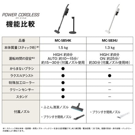 パナソニック サイクロン式コードレススティック掃除機 アイボリー MC-SB34J-C