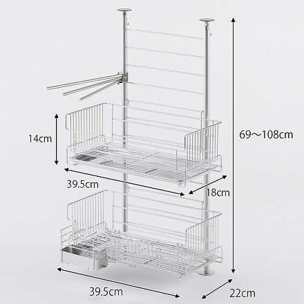 TSUBAMEつっぱり水切りラック2段