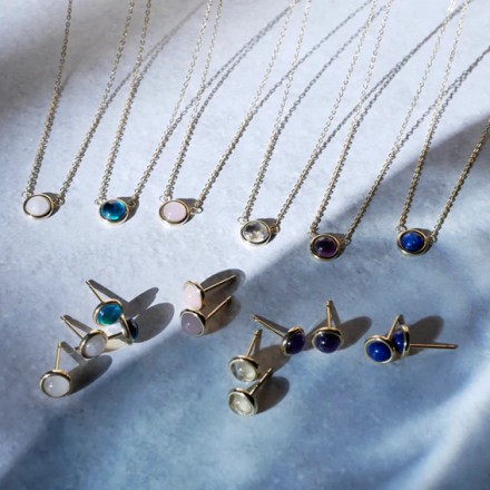 金属アレルギー対応 一粒天然石ネックレス シルバー/ムーンストーン