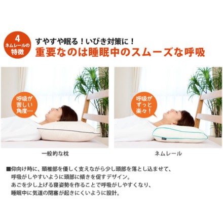 生島ヒロシの快眠健康枕 ネムレール 使用時の高さ 普通約4.5ｃｍ