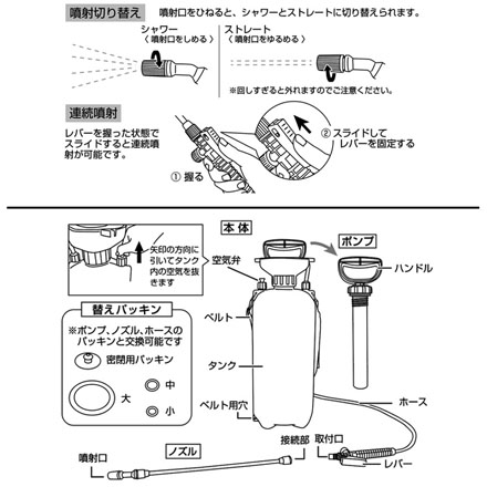 ポンプ式 ポータブルシャワー 8L