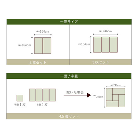 あぐら U畳 82×164cm 同色3枚組 ナチュラル