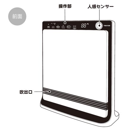 TEKNOS テクノス パネル型 セラミックファンヒーター ネイビー TS-P1223NV