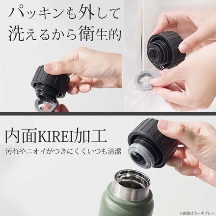 ククナ 水筒 炭酸兼用 真空断熱ステンレスボトル 500ml カーキグレー