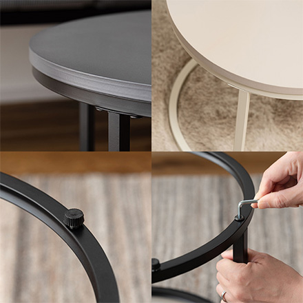 リビングテーブル ラウンド ネストテーブル COU-001 DGY 東谷