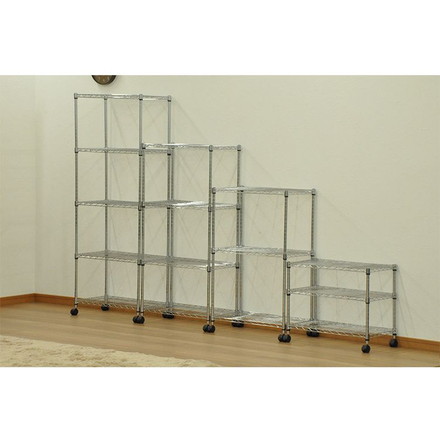 スチールラック 幅60 奥行き35 高さ96 シェルフ ワイヤー オープンラック キャスター付き コンパクト リビング