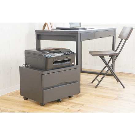 天然木 タモ 突板 プリンターワゴン 収納ワゴン 幅50 木目調 キャスター付き 2段 引き出し 木製 在宅勤務 テレワーク 勉強机