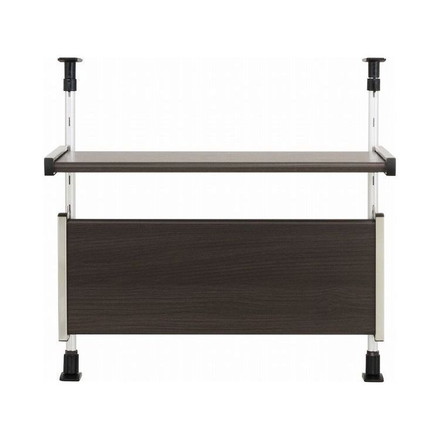 日本製 木目調スチール キッチン突っ張りラック 2段 幅55.6cm つっぱりラック 突っ張り棚 キッチン収納