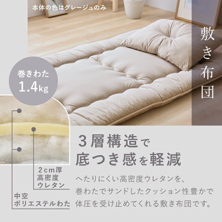 布団10点セット タオルケット 毛布付き シングル 洗える 2枚合わせ 肌掛け布団 合掛け布団 敷布団 3層構造 ブラウン