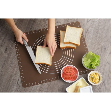 ヨシカワ シリコンマット SJ1455 ホームベーカリー倶楽部 50×40×0.1cm ブラウン たためて便利 パン作り こね台 パスタ 生地作り ピザ 麺 お菓子作り 製菓 シリコンシート