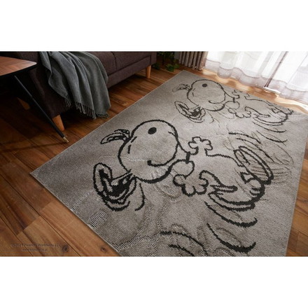 PEANUTS ラグ 130×185cm サパータイムラグ スヌーピー SNOOPY ピーナッツ 防ダニ 床暖房