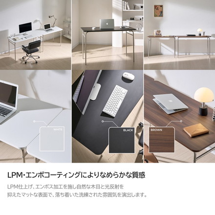 roomnhome ステンレス デスク バルト 幅80 幅100 幅120 80×60cm 100×60cm 120×60cm 4人掛け スチール ミッドセンチュリー ブラウン 幅80cm