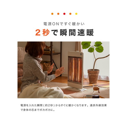 カーボンヒーター 2灯 省エネ 電気ヒーター 電気ストーブ 900W 450W 節電 ヒーター スリム 暖房 首振り 機能 転倒 OFF 切替 切り替え 温度 過昇防止 一人暮らし おしゃれ ブラック