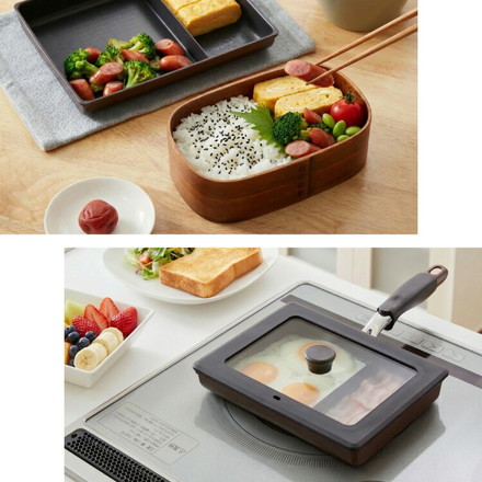 蓋付き 単品 ネオモーニングエッグパンIH対応 ガス対応 お弁当 朝食 仕切り付き 仕切付 角型フライパン 高機能フライパン フライパンのみ
