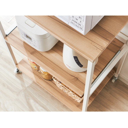 ヴィンテージ調 レンジラック 幅60cm コンセント キャスター付き スライド棚 アイアン レンジ台 レンジボード ナチュラル