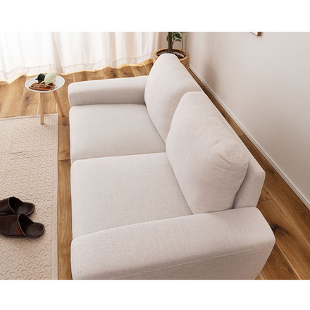 ソファ ポケットコイル 耐久性 ボリューム 北欧 ファブリック 木脚ソファ 背クッション コンパクト レトロ