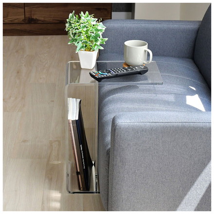 日本製 2way アクリルテーブル コの字型 完成品 10mm厚アクリル使用 透明 クリア