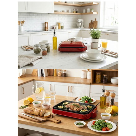 3WAYホットプレート ホットプレート 鍋 深鍋 たこ焼き器 焼肉 RM-243TE-RD ROOMMATE