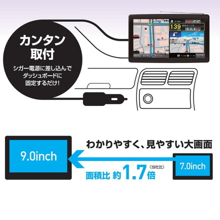 9インチポータブルワンセグナビ 2026年版地図 カーナビ タッチパネル トラックモード掲載 ナビ ポータブルナビゲーションシステム OT-TN913N OVERTIME