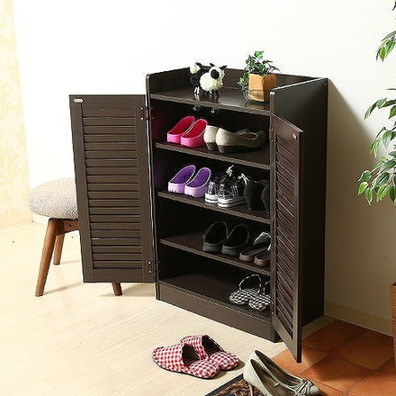 ルーバーシューズボックス(オープントップ) W600×D335×H900mm ブラウン