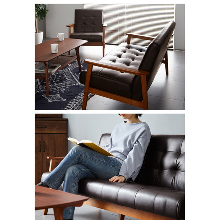 ソファー 3人掛けソファ 幅170 ヴィンテージ レザー 3人掛けソファー 三人掛け ダイニングチェア ベンチ ダークブラウン