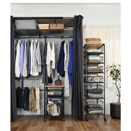 隙間収納 バスケット付き 2段 持ち運べるかご付き キャスター付き 押し入れ収納 クローゼット収納 おもちゃ収納