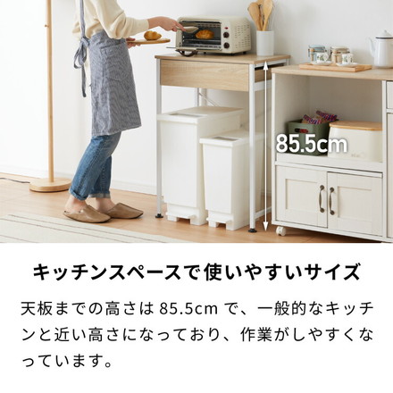 ゴミ箱上ラック 幅60cm 引出し付き 2分別タイプ ごみ箱上を有効活用 省スペース キッチンラック 作業台 ブラウン