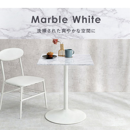 カフェテーブル 大理石調 セラミック柄 正方形 60×60 コーヒーテーブル サイドテーブル モノトーン モダン 白 黒 マーブル調 角型/ブラウン