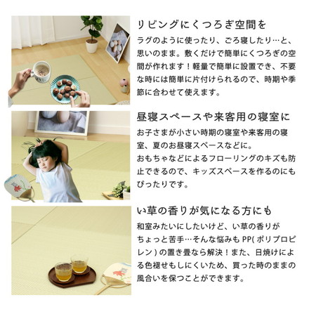 置き畳 水拭きできる PPミニ畳 65×65cm 約半畳 1枚 い草風 綾模様 フロア畳 ユニット畳 システム畳 厚手