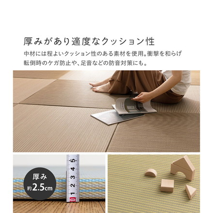 新素材で丈夫 ハイブリッド置き畳 綾瀬 単品1枚 82×82cm い草×樹脂 置き畳 畳マット カーペット 天然い草 ライトグリーン[160900403]