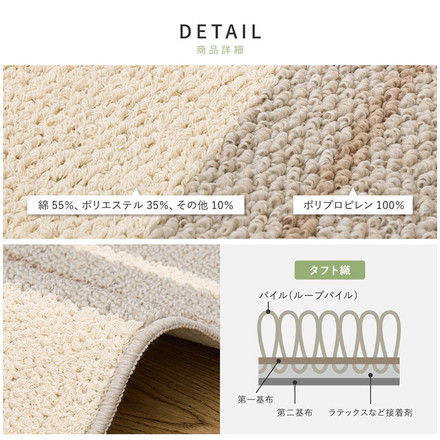 日本製 綿混タフトラグ モーリム 130×185cm 抗菌 防ダニ ラグ ラグマット カーペット 絨毯 グリーン